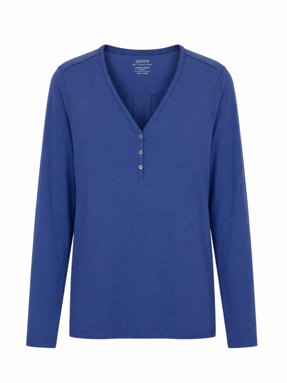 Chico's Blue V-Neck Henley Tee Women's Size L Cotton Short Sleeve Blouse